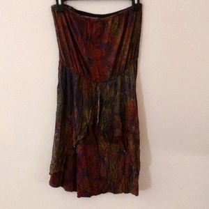 UO Kimchi Blue Strapless Tunic Red Pattern, size L